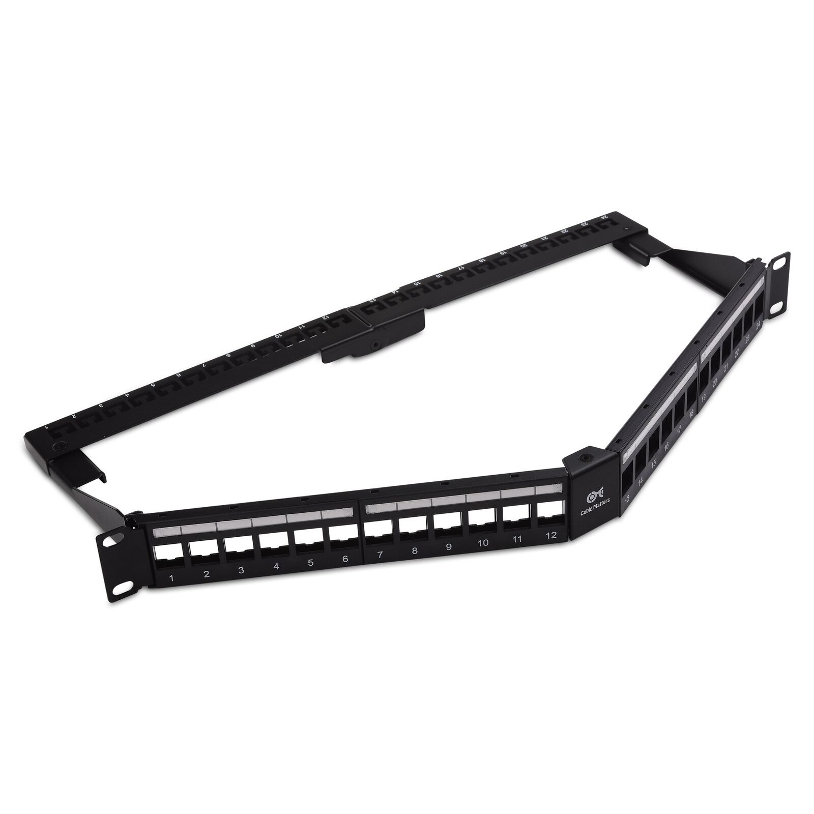 Cable Matters 24-Port Keystone Jack Blank 19” Angled Patch Panel