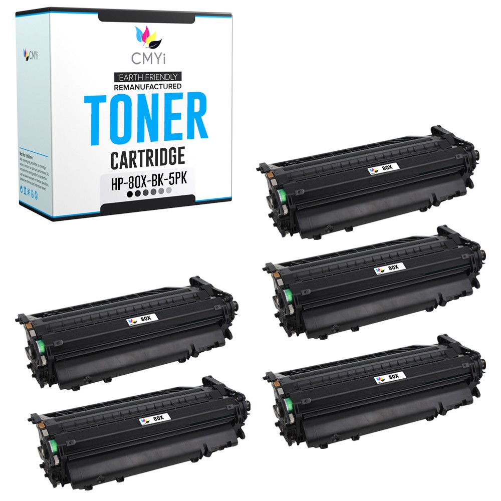 5PK Replacement CMYi 80X Toner Cartridges for HP LaserJet Pro 400-M401n M425dn