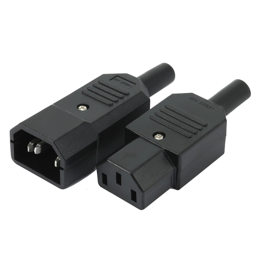 1 Pair AC250V 10A IEC C14 Male C13 Female 3Pin Inline Adapter Plug Power Socket