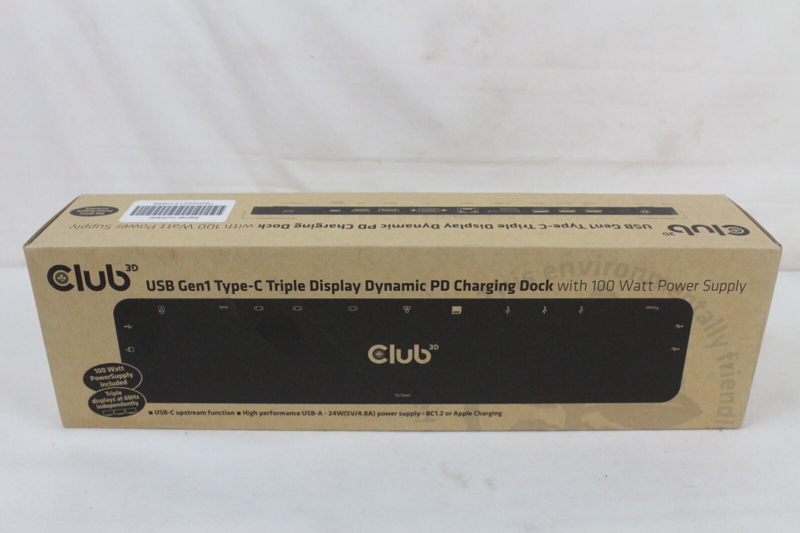 Club 3D USB Type C 3.2 Gen1 Triple Display Dynamic PD Charging Dock CSV-1564 ZZ