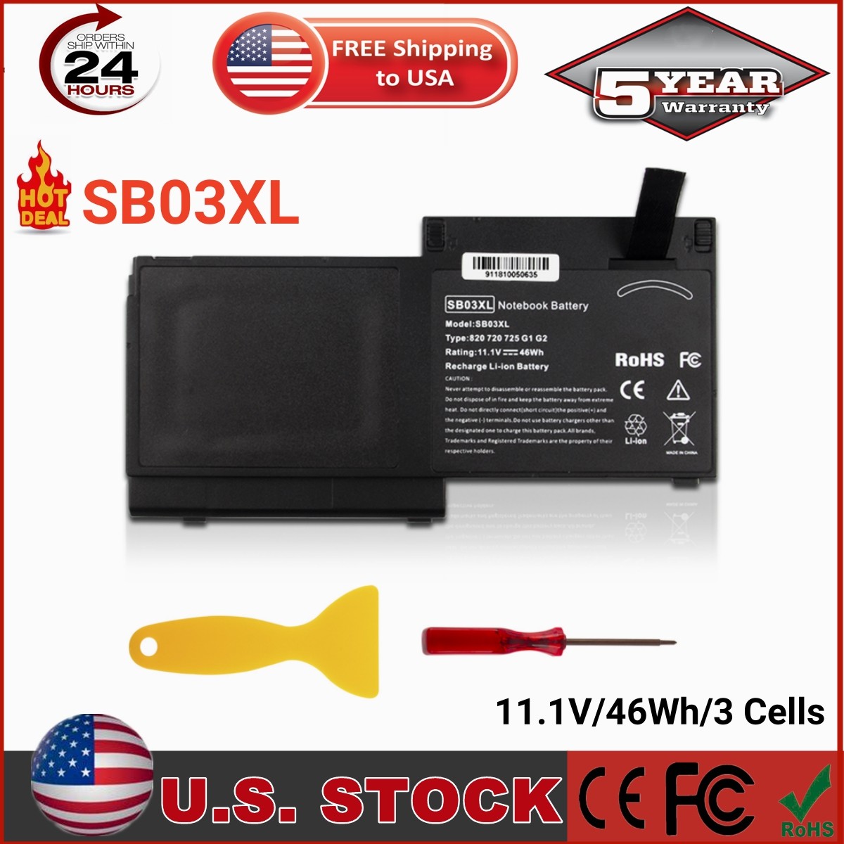 ⭐SB03XL Laptop Battery HP EliteBook 820 G1 /820 G2 Series 717378-001 HSTNN-LB4T