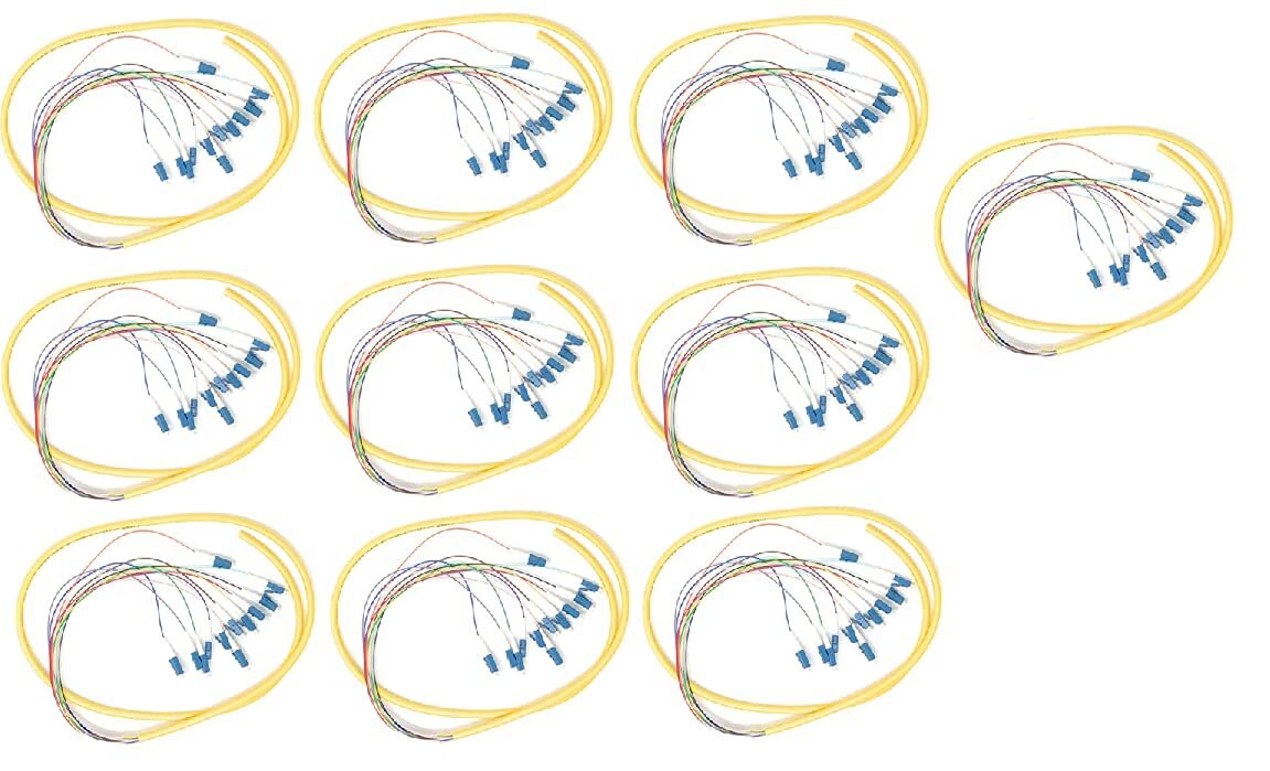 12 Strand Singlemode LC UPC Fiber Pigtail 3M 10 Pack for Splice Fiber Optic
