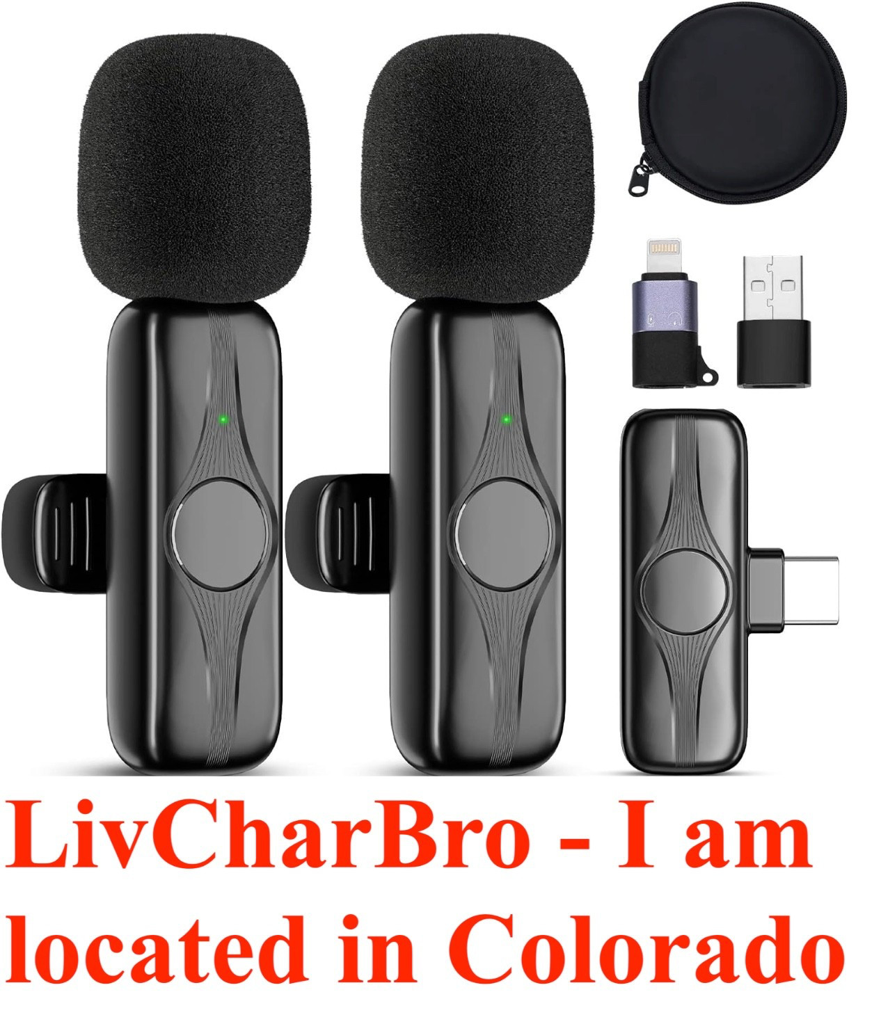 2 PK Wireless Lavalier Microphone Android iPhone Live-Stream YouTube Tik Tok