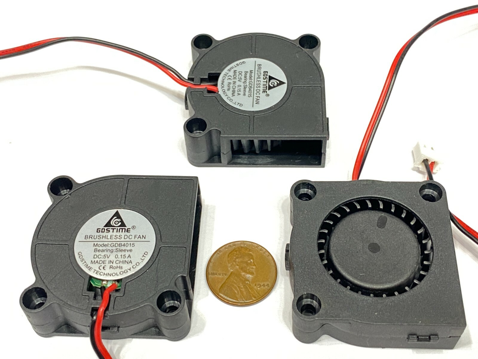 3 Pieces 5V Brushless 4015 Cooling Fan Blower 2pin 40mm x 15mm 4cm G34