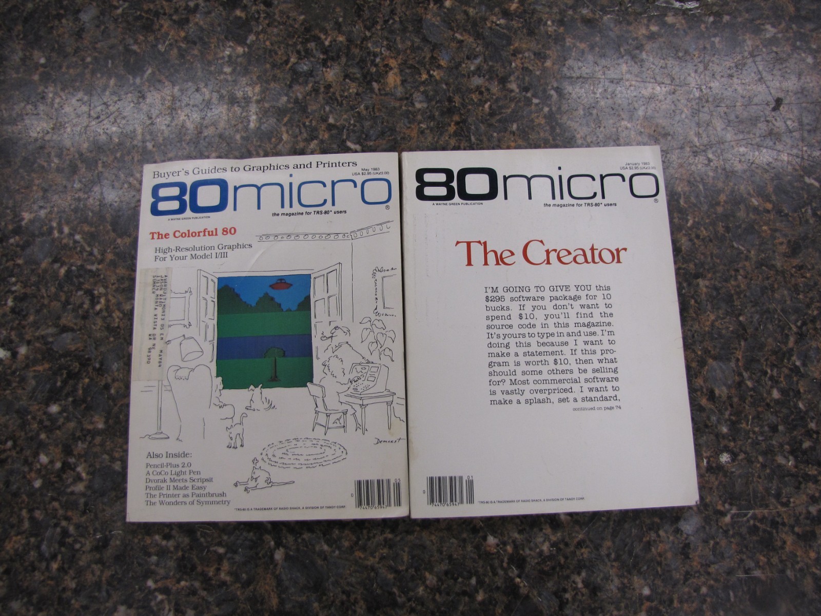 (2) 80 Micro Magazines The Magazine for TRS-80 Users Radio Shack Tandy 1983