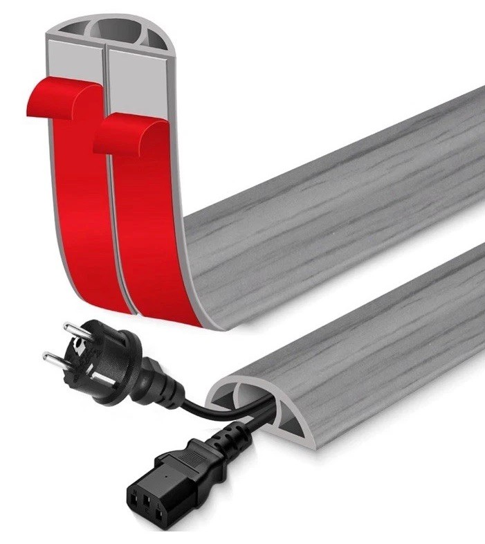 Floor Cord Cover for Hiding Wires Self Adhesive Hider Gray Wood 10ft X 0.59in