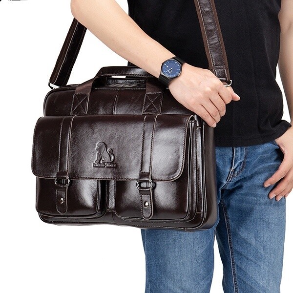 Dark Brown Leather Briefcase