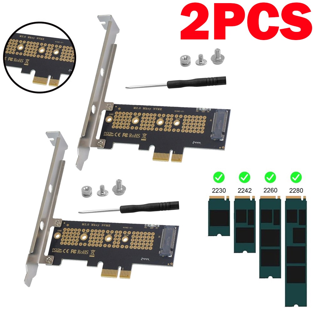 2PACK M.2 NVMe SSD to PCI-E 4.0 X1 Adapter, PCI-E M.2 NVMe Expansion Card NEW