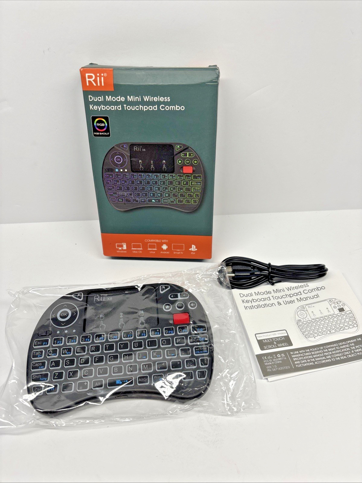 Rii X8 Mini Keyboard,2.4Ghz Portable Wireless Keyboard with Touchpad Mouse, HTPC