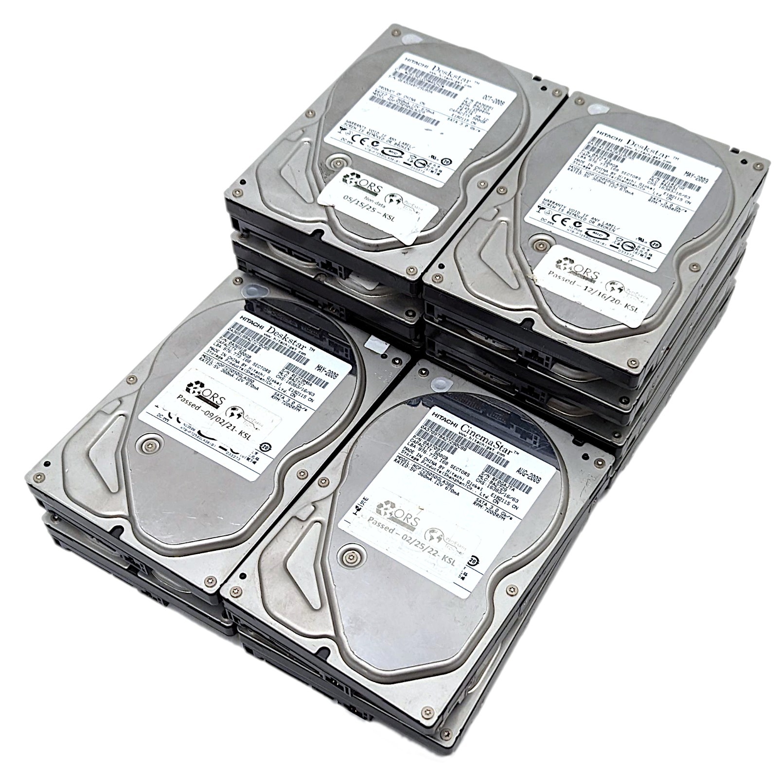 Lot of 12 Hitachi 500GB 7200RPM 16MB SATA II 3.5" Hard Drive HDD - Mixed Models