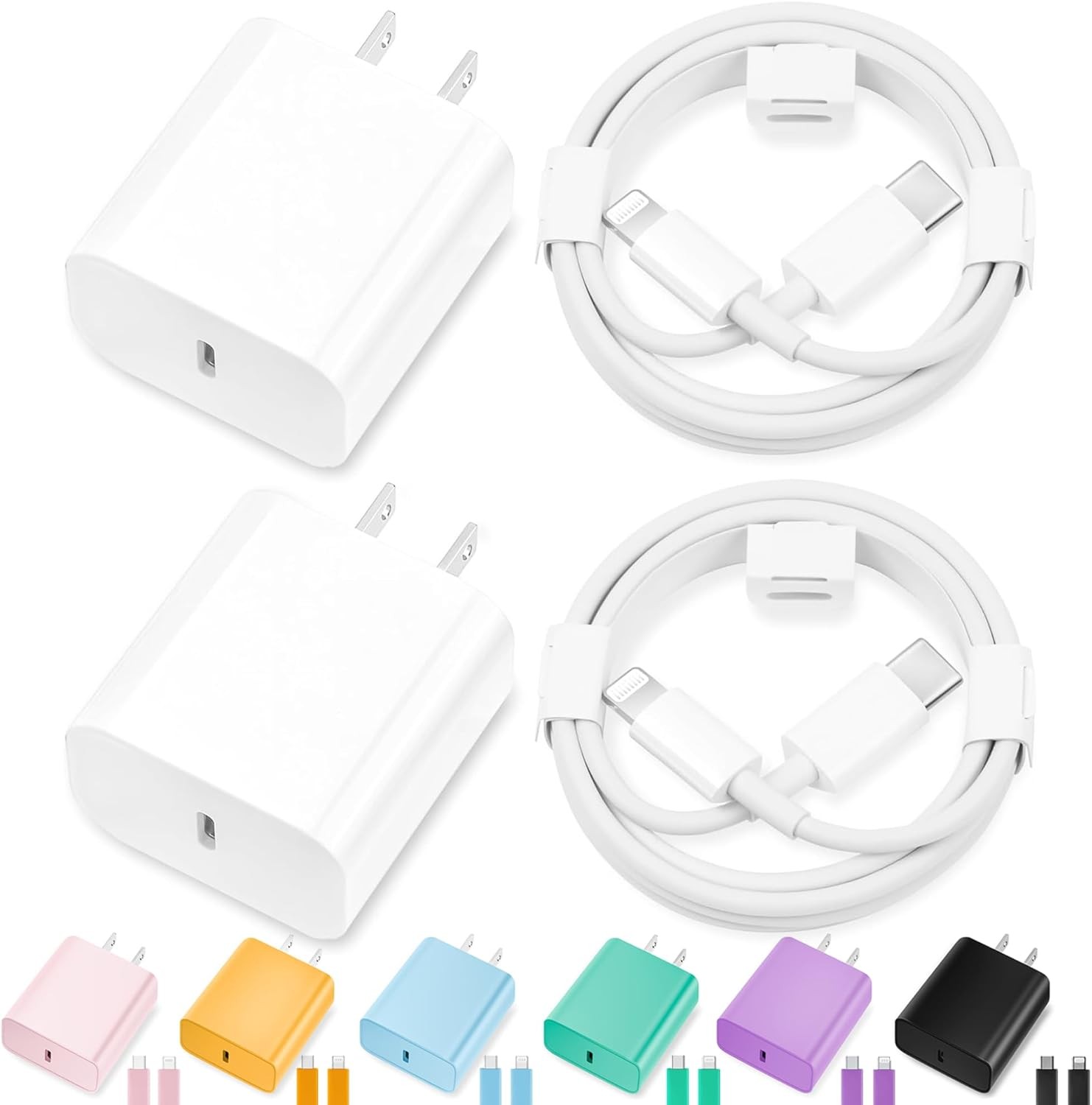 iPhone Charger Fast Charging,2Pack 20W Type C Fast Charger Block with [10FT&6FT]