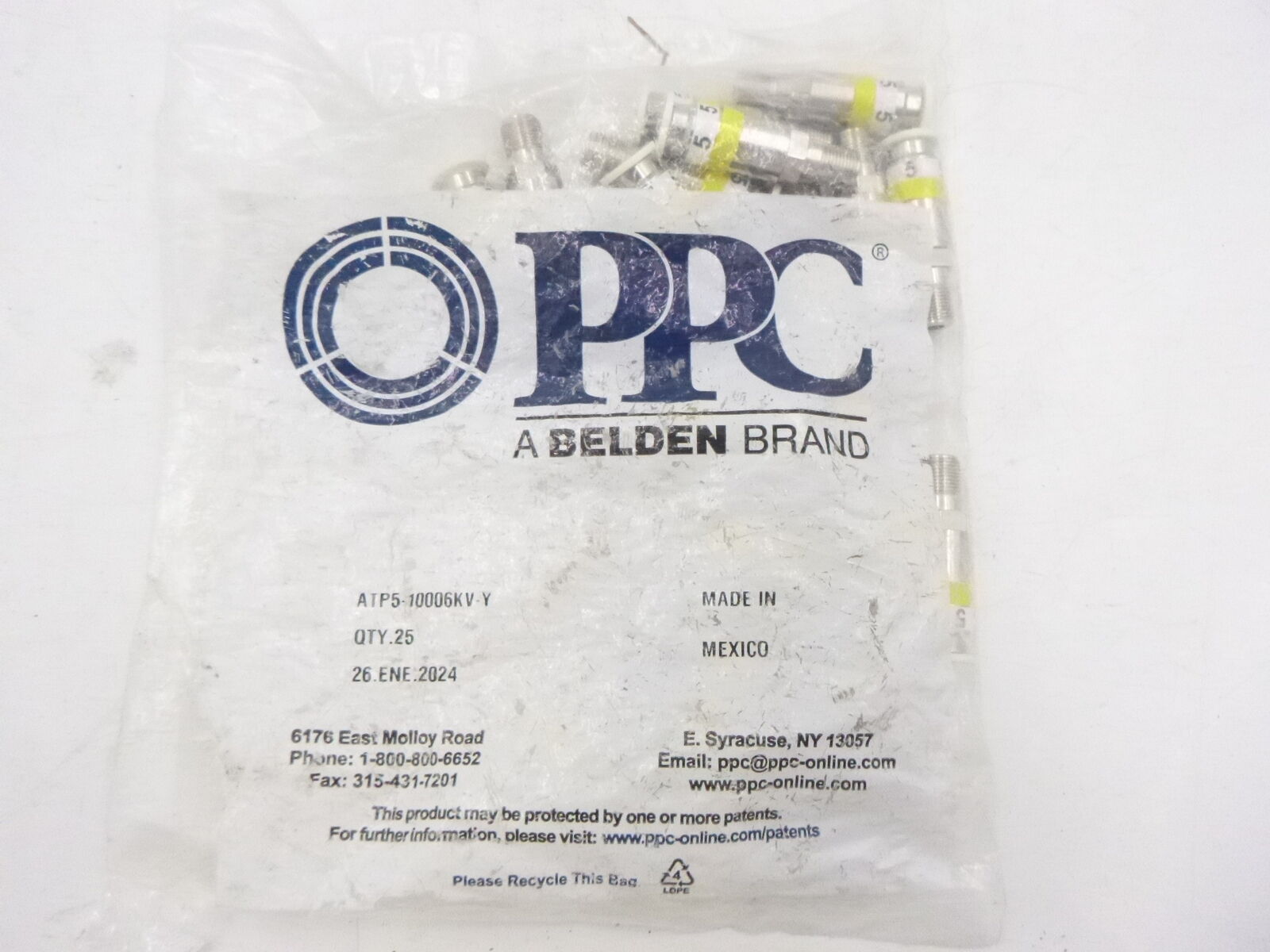 22 Pack PPC Broadband ATP5-10006KV-Y Belden Cable Connectors