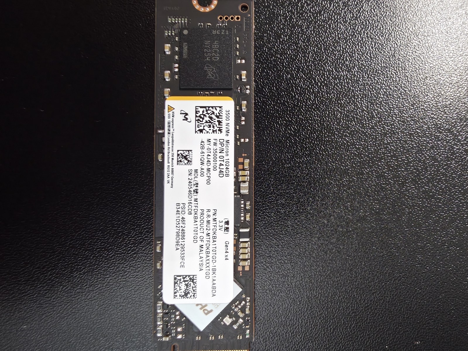 Micron 3500 1TB NVMe SSD M.2 2280 PCIe Gen4 x4 MTFDKBA1T0TGD Dell 0T4J4D Tested