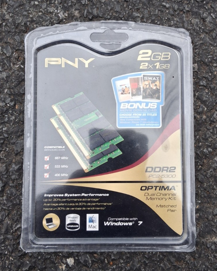 NEW PNY 2GB DDR2 PC2-5300 RAM Memory 400 553 667 MHz MN2048KD2