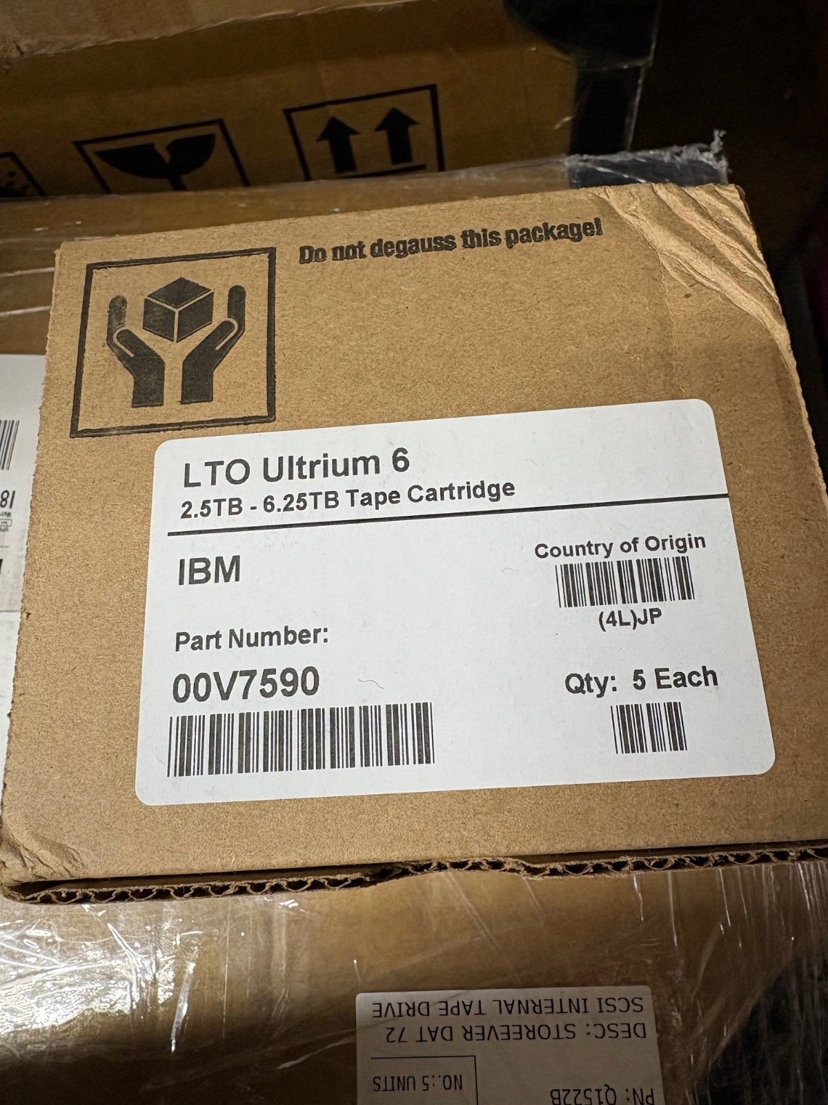 5 pack IBM 00V7590 LTO Ultrium-6 2.5TB/6.25TB  LTO6 Tape Cartridge