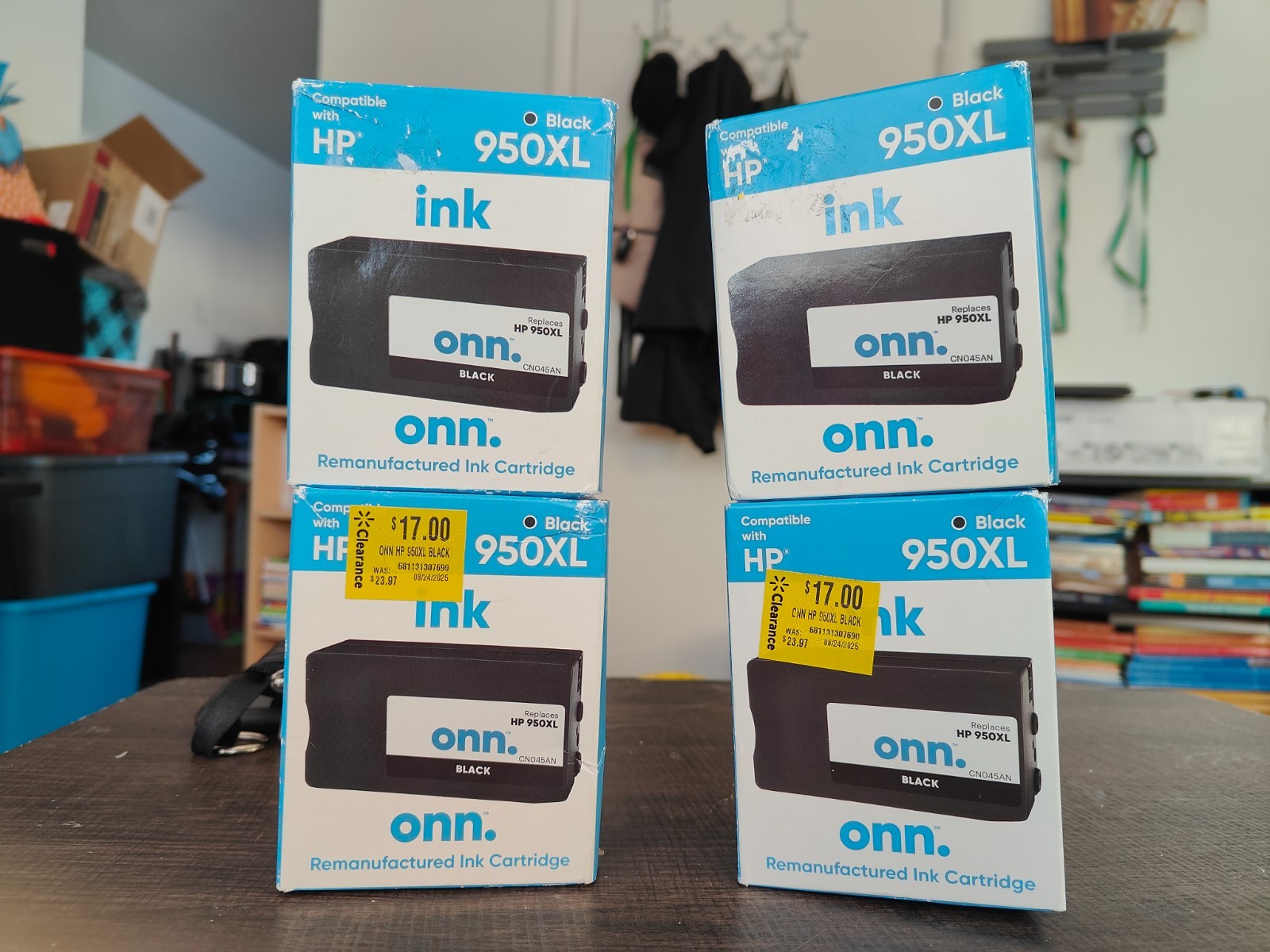 (Lot of 4) ONN HP 950XL Ink Cartridge Black New Factory Sealed 2024, 2025