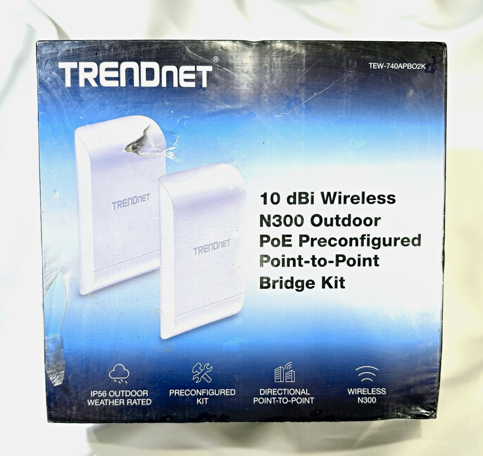 TRENDnet TEW-740APBO2K N300 Outdoor PoE Point-to-Point Bridge Kit 2-Pack