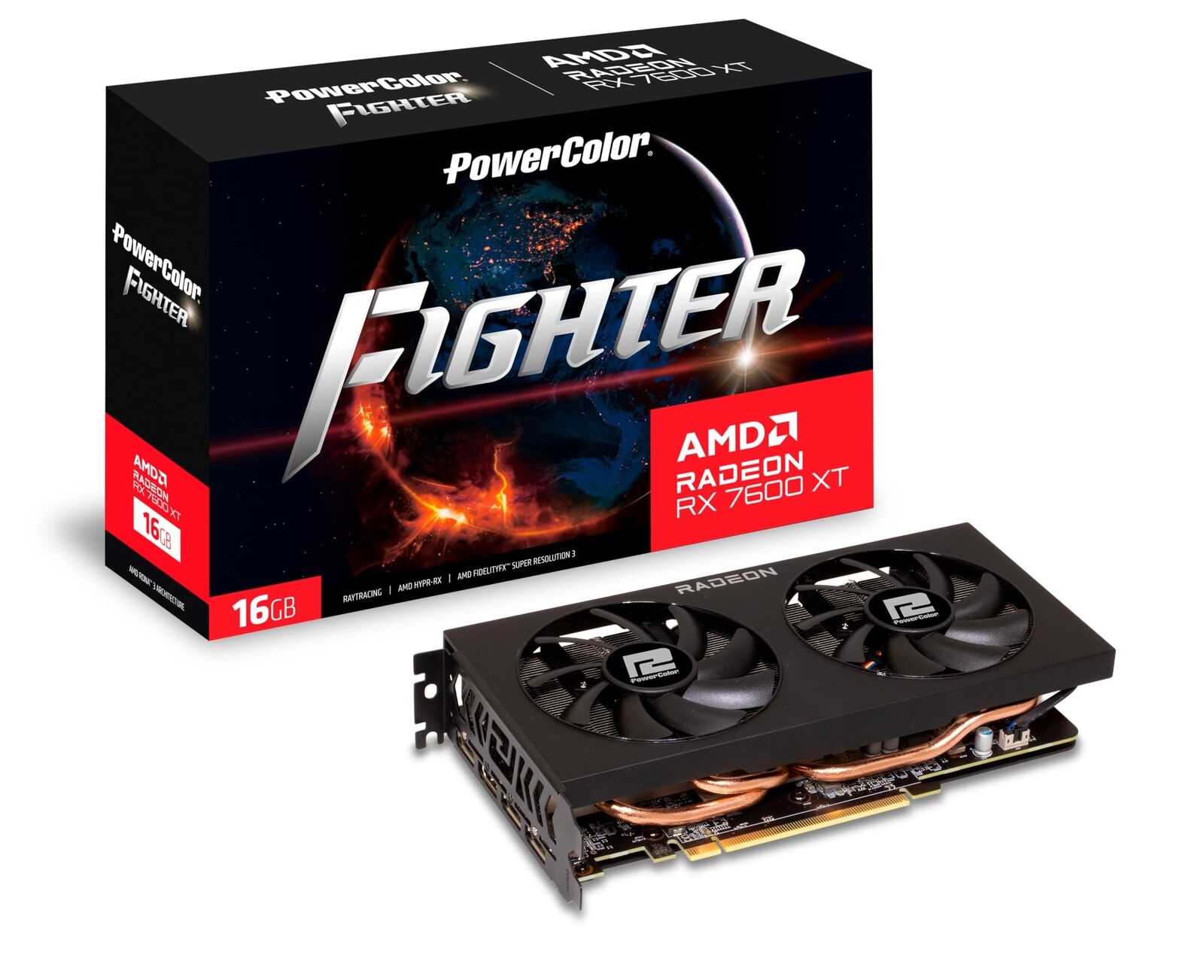 PowerColor Fighter AMD Radeon RX 7600XT Grafikkarte 16GB GDDR6 7600XT Fighter