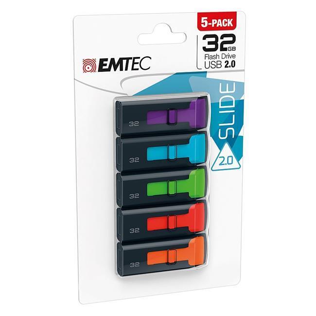 Emtec ECMMD32GC452P5 Flash Drive 32 GB C450 Slide - Pack of 5