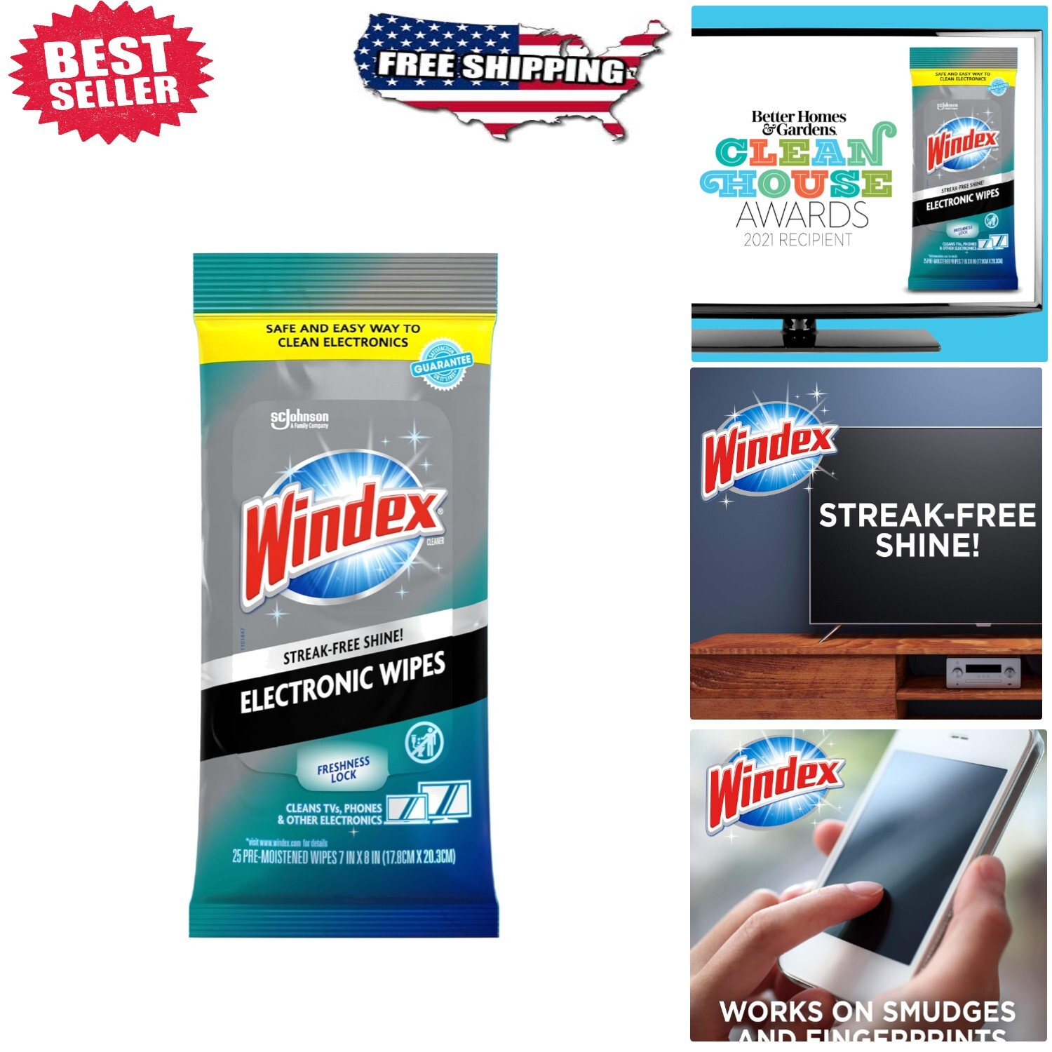 Gentle 25 Count Screen Wipes for Phones, TVs & Laptops - Resealable Freshness