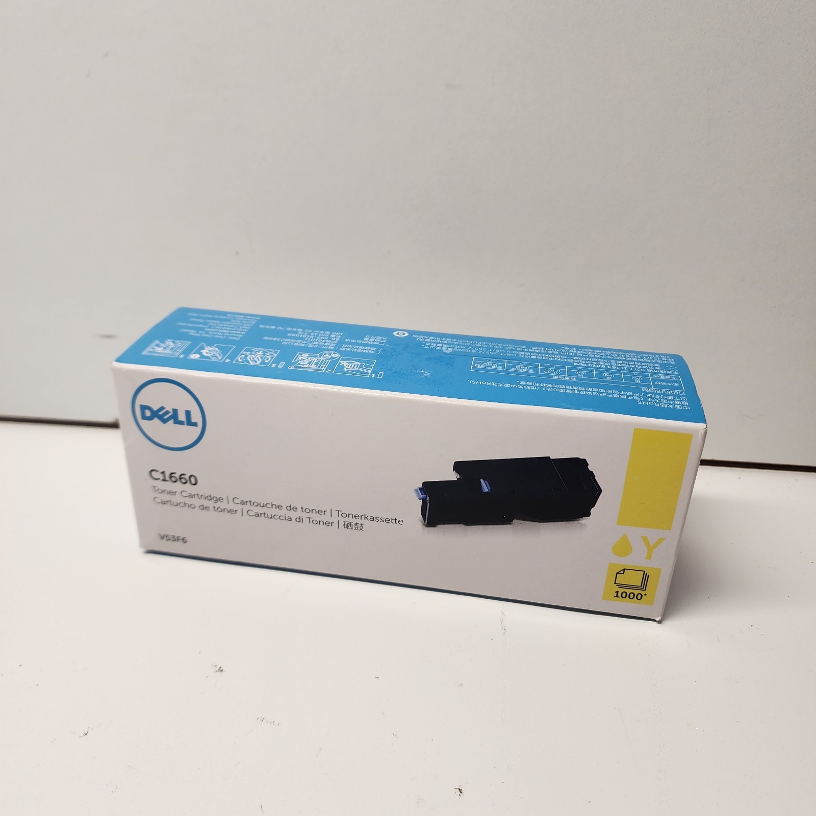 Dell V53F6 Yellow Toner Cartridge Dell C1660 Printer (1000 Pg) New Sealed