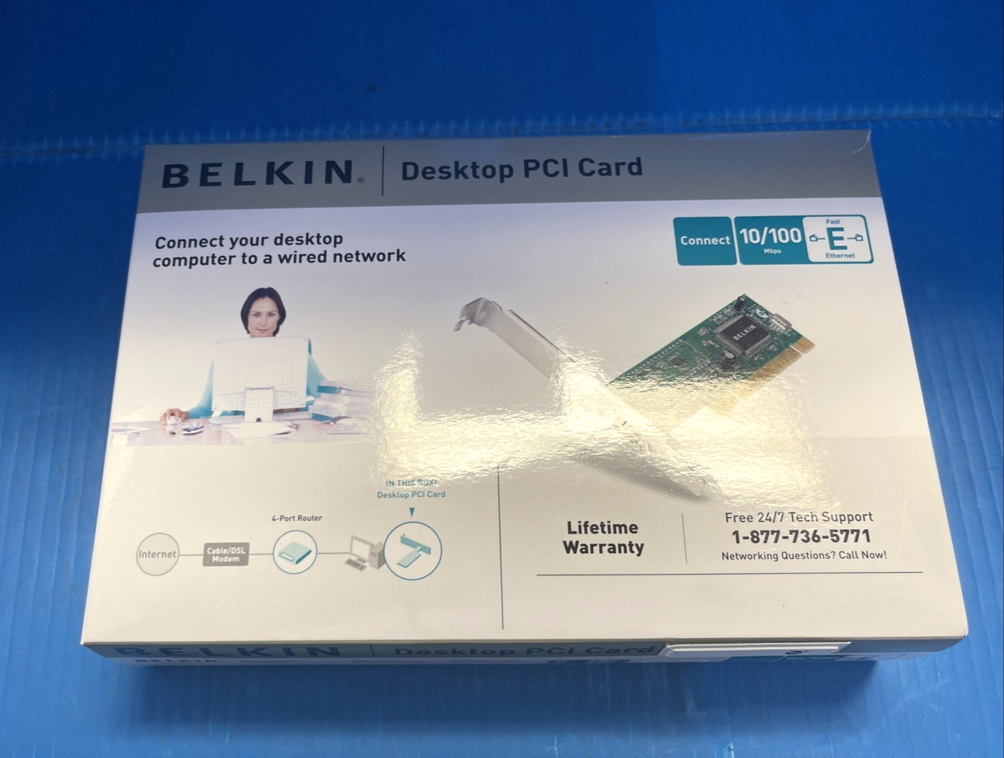 Belkin F5D5000v PCI Desktop Network Card 10/100 Ethernet Wired Adapter – NEW
