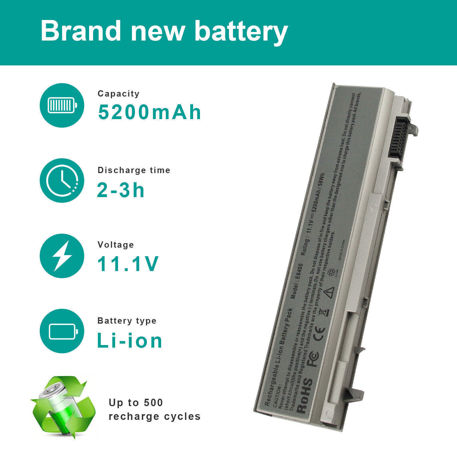 E6400 E6500 Battery for Dell Latitude E6410 E6510 PT434 MP303 4M529 W1193 9Cell 