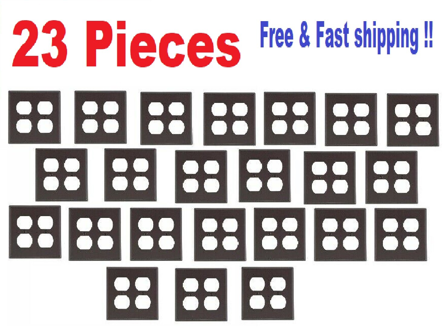 23 Pieces Leviton 001-85016-BRN Double Gang Brown Duplex Receptacle Wall Plate