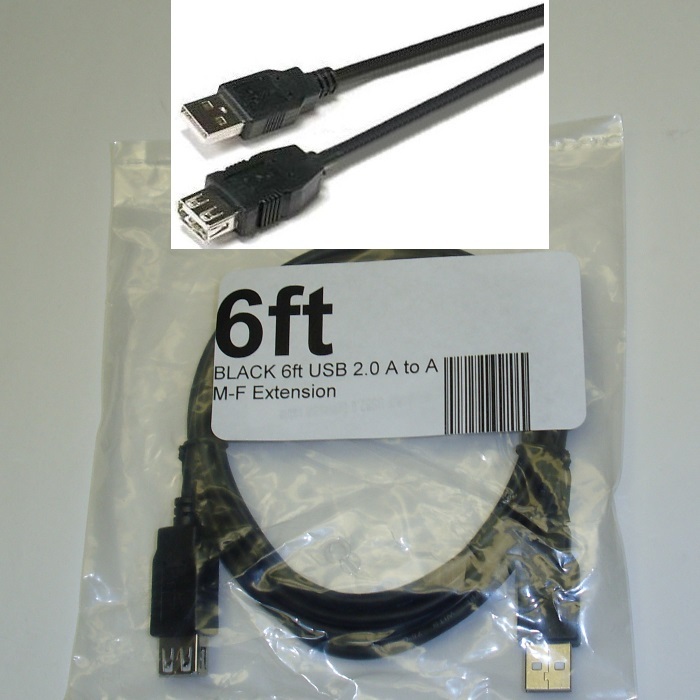 Lot10, 10pk 6ft USB 2.0 A Male~Female Extension Cable/Cord/Wire $SHdisc {BLACK
