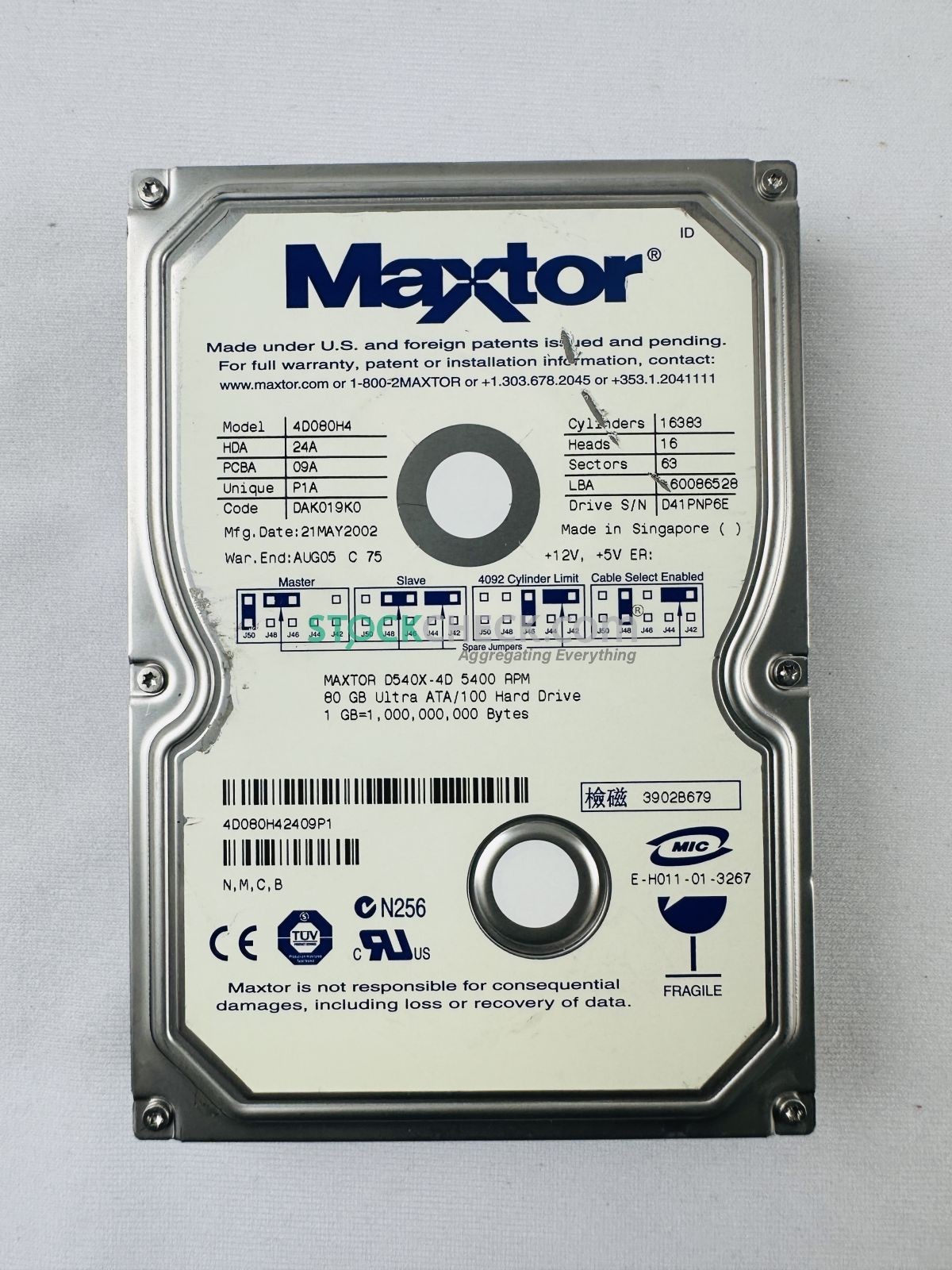 Maxtor 4D080H4 D540X-4D Hard Disk Drive