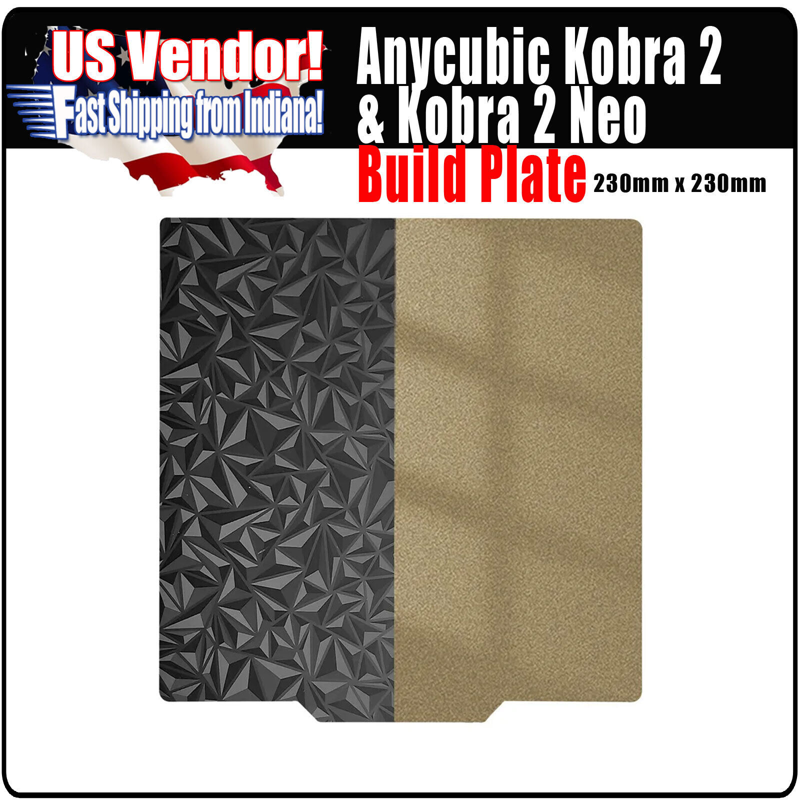 Build Plate ANYCUBIC KOBRA 2 /  KOBRA 2 NEO 230mm x 230mm Pei, Pey, Peo, Pet