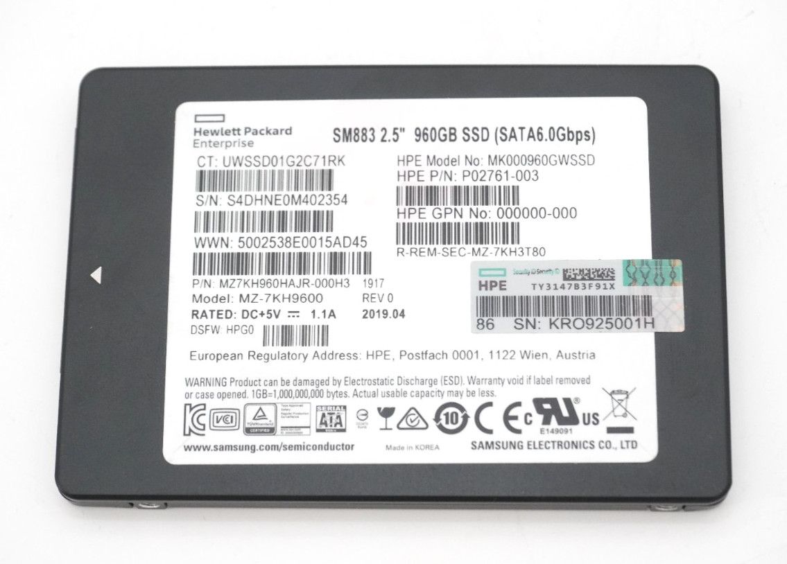 Hewlett-Packard Enterprise 960GB 2.5-inch SATA 6Gb/s SSD MK000960GWSSD