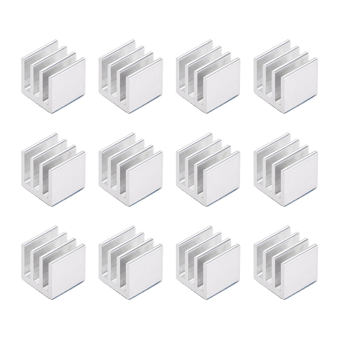 10x10x10mm Silver Tone Aluminum Heatsink Thermal Adhesive Pad 3D Printers 12Pcs
