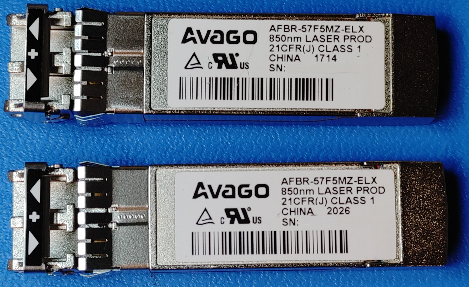 LOT of 10 Avago AFBR-57F5MZ-ELX 16G Fiber Channel SFP+ 850nm MMF LC Transceiver