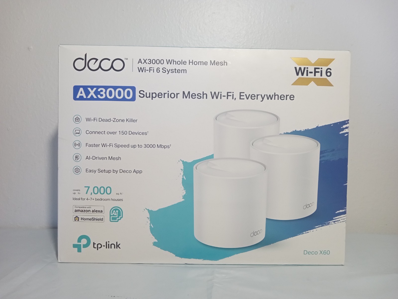 TP-Link Deco X60 Wi-Fi 6 AX3000 Whole-Home Mesh Wi-Fi System, 3-Pack