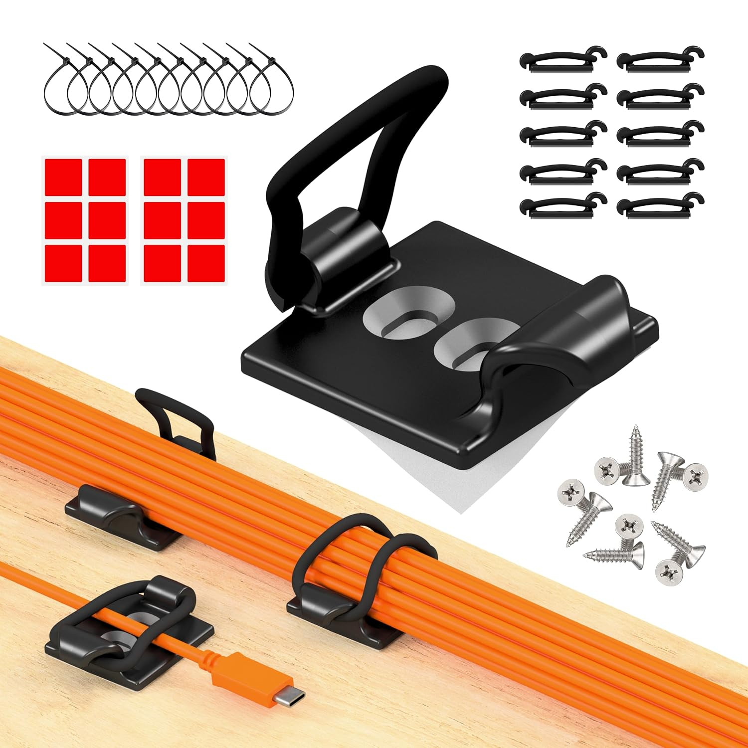 10 Pack Adjustable Adhesive Cable Clips Cord Organizer for Desk TV & Office