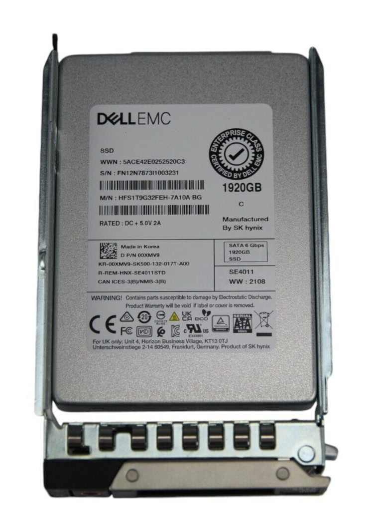 Dell Enterprise 1.92TB SATA 6Gb/s RI 2.5” SSD 0XMV9 (100% Health)