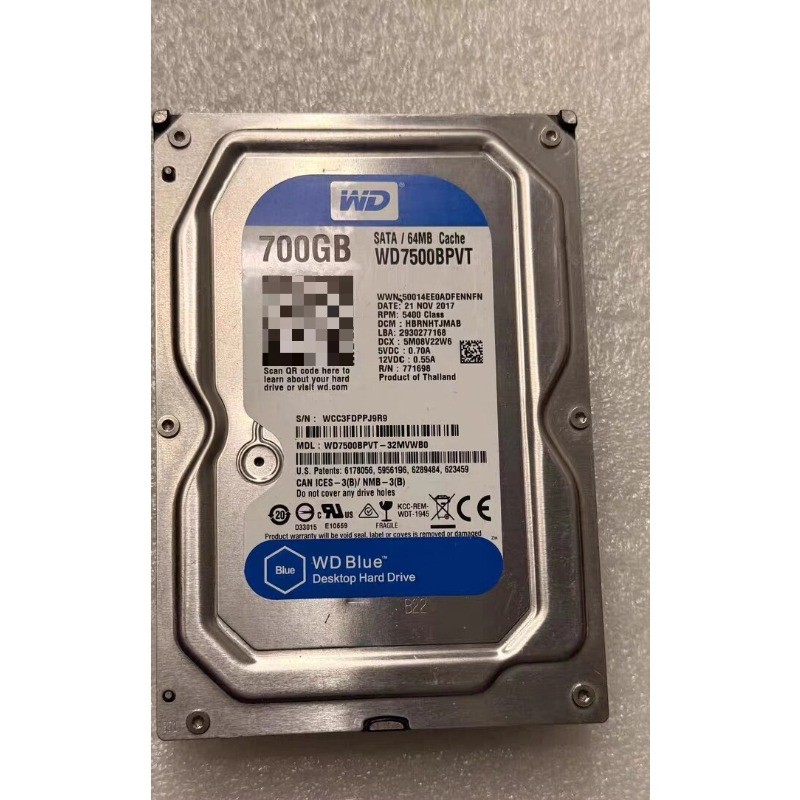 WD Blue WD7500BPVT 750GB SATA 3.5" Desktop Hard Drive 64MB Cache, 90%+ Health