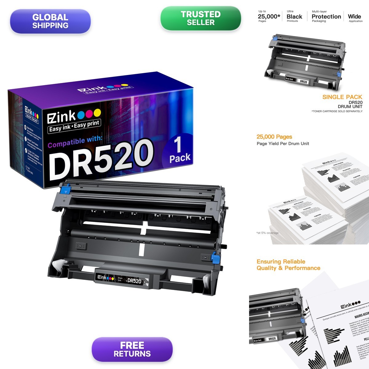 E-Z Ink DR520 Drum Unit for Brother DR520 DR620 Imaging Drum