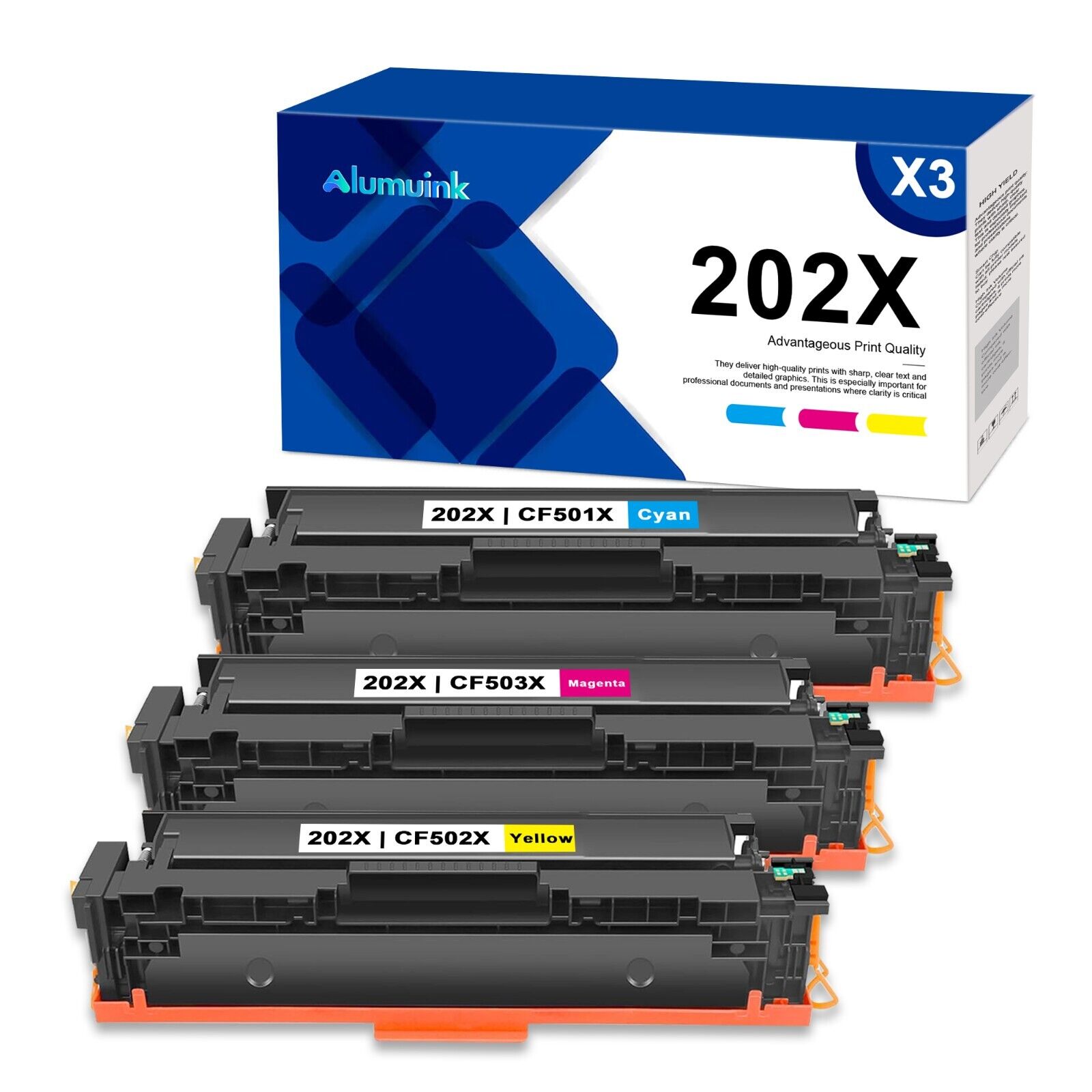 High Yield 202X Toner Cartridges 3-Pack (C/M/Y) | Compatible for HP  MFP M281fdw