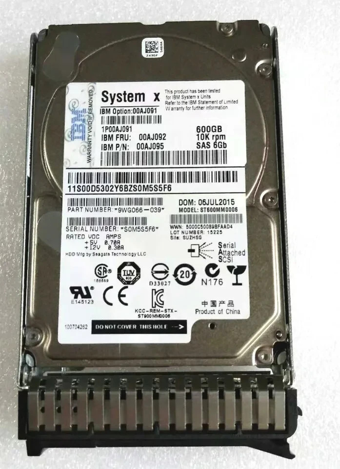 NEW IBM 00AJ091 00AJ092 00AJ095 600GB 10K 6GBPS SAS 2.5 G3HS HARD DRIVE