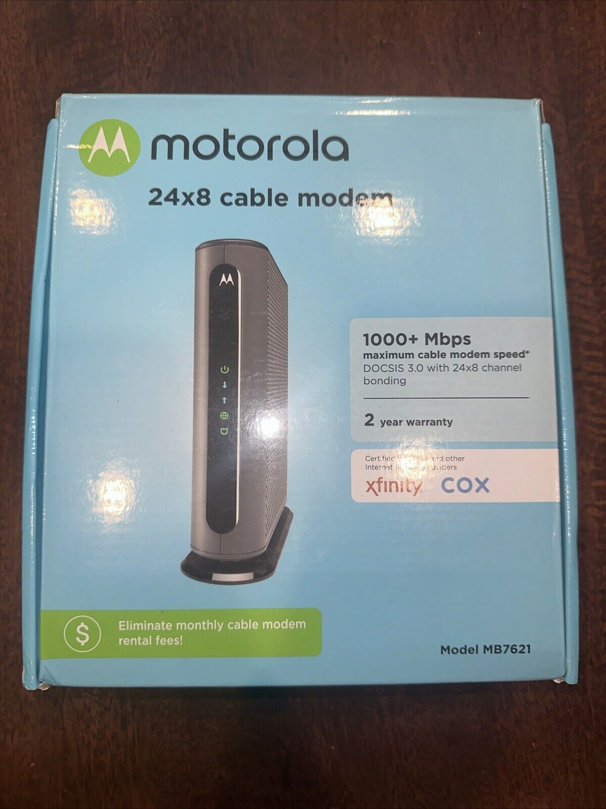 Motorola 24x8 Cable Modem MB7621 DOCSIS 3.0 1000+ mbps New Open Box