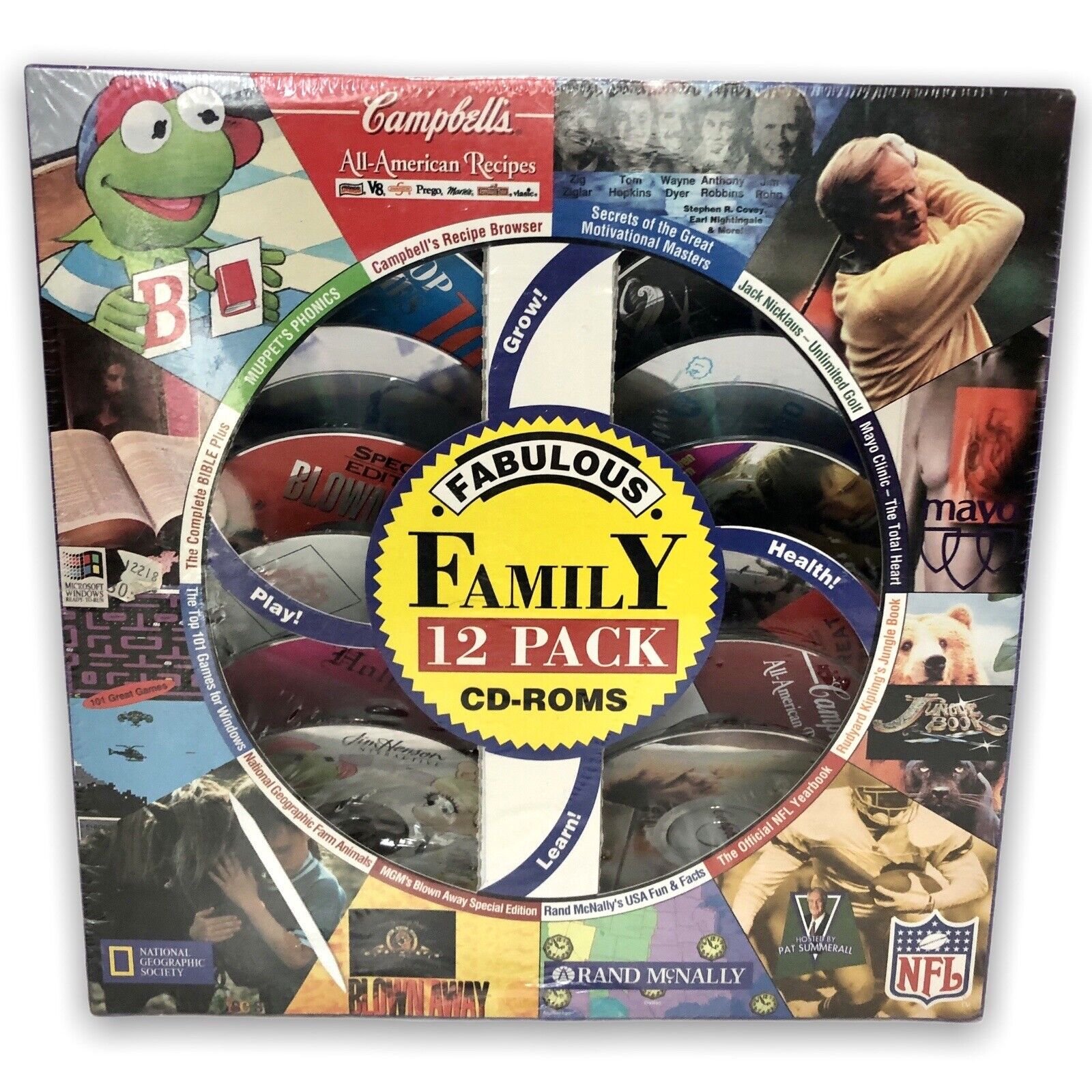 Rhinosoft Interactive Family 12 Pack CD Bundle PC Windows NFL Maps Animal Muppet
