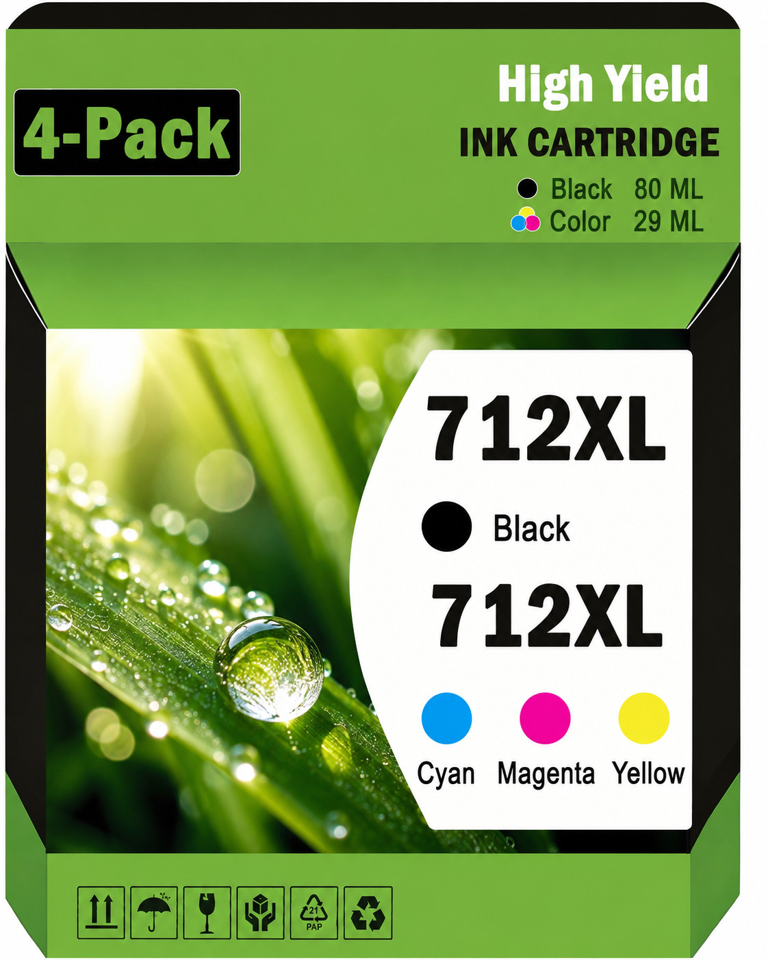 4-PK 712 XL Replacement Ink Cartridges For DesignJet T210 T230 T230 T520 T630