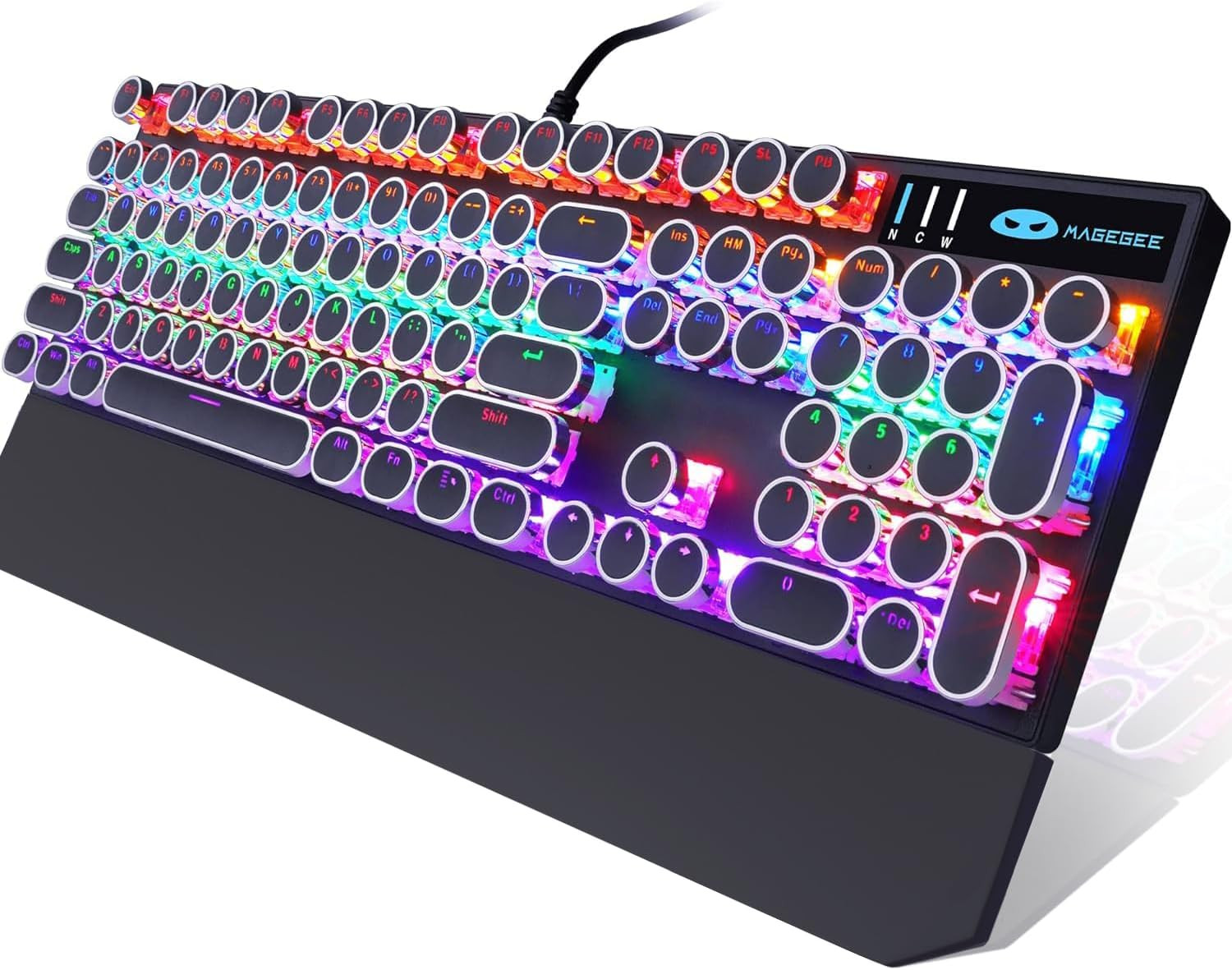 Teclado mecánico para juegos estilo máquina de escribir, estilo retro negro