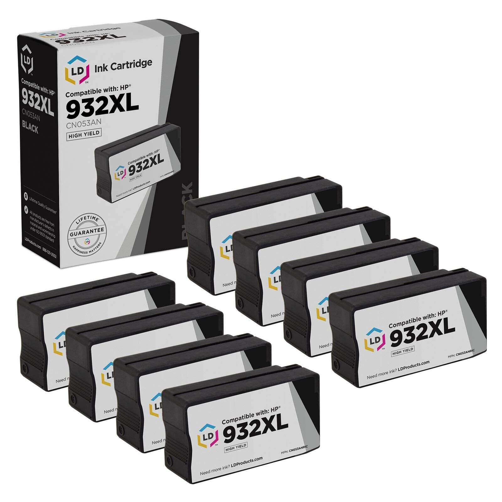 LD Reman Replacements HP932XL CN053AN 8pk Blk 6100, 6600, 6700, 7110 7610