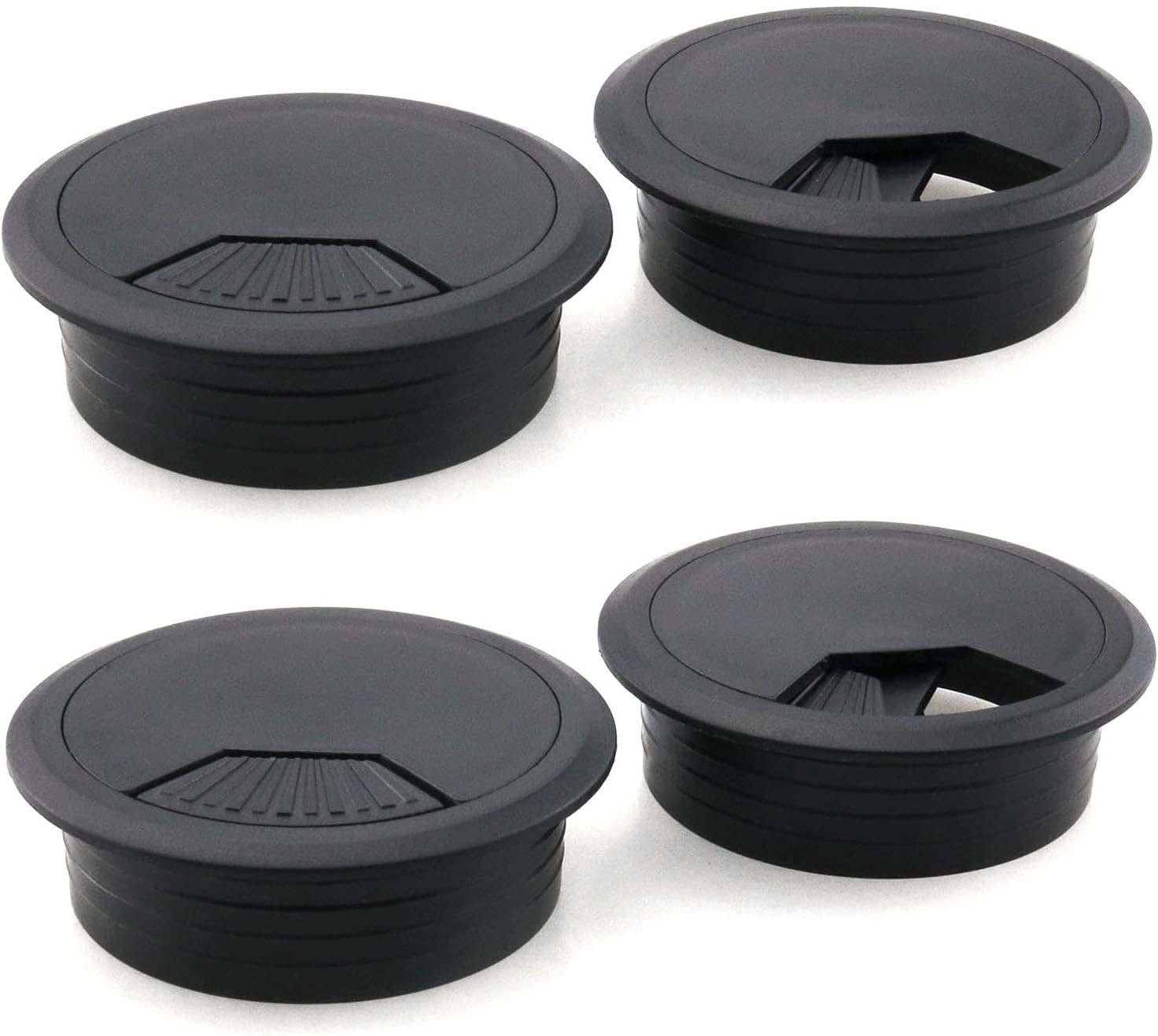 4Pcs Office PC Desk Cable Cord Wire Organizer Black Desk Grommet Adjustable