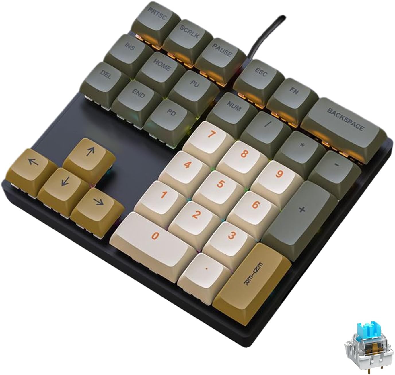 Mechanical Numpad Rainbow Backlit Clicky Blue Switches Wired USB Number Pad 3...