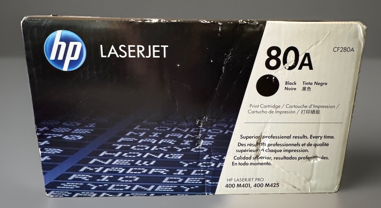 Genuine HP 80A CF280A Black LaserJet Toner Cartridge OEM New Damaged Box