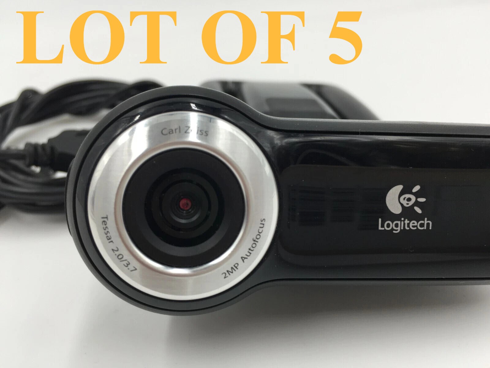 LOT OF 5 Logitech V-U0009 USB Webcam Pro 9000 2MP Autofocus Carl Zeiss Lens